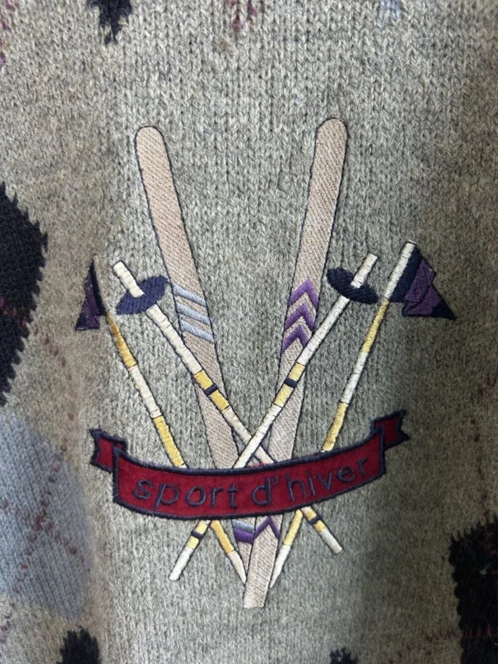 St. Michael - Marks & Spencer Sweater Argyle Alpaca Wool Embroidered Ski Size XL